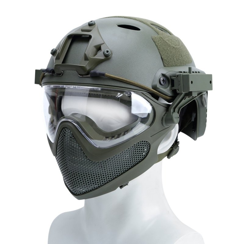 Airsoftová přilba a maska B-Type Piloteer Set Guerilla Tactical L Oliva L
