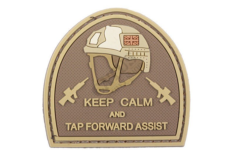 Nášivka na suchý zip 3D - Keep Calm And Tap Forvard Assist GFC Tactical Tan 