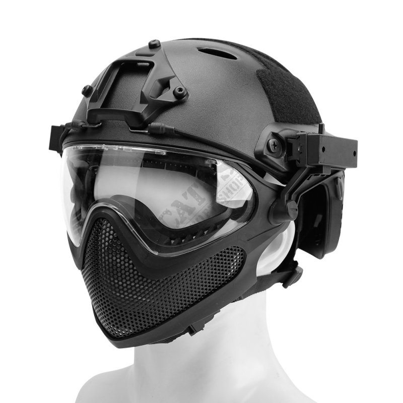 Airsoftová přilba a maska B-Type Piloteer Set Guerilla Tactical L Černá M