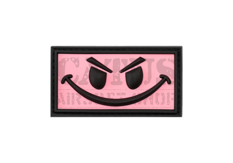 Nášivka na suchý zip 3D Evil Smiley Ružová 