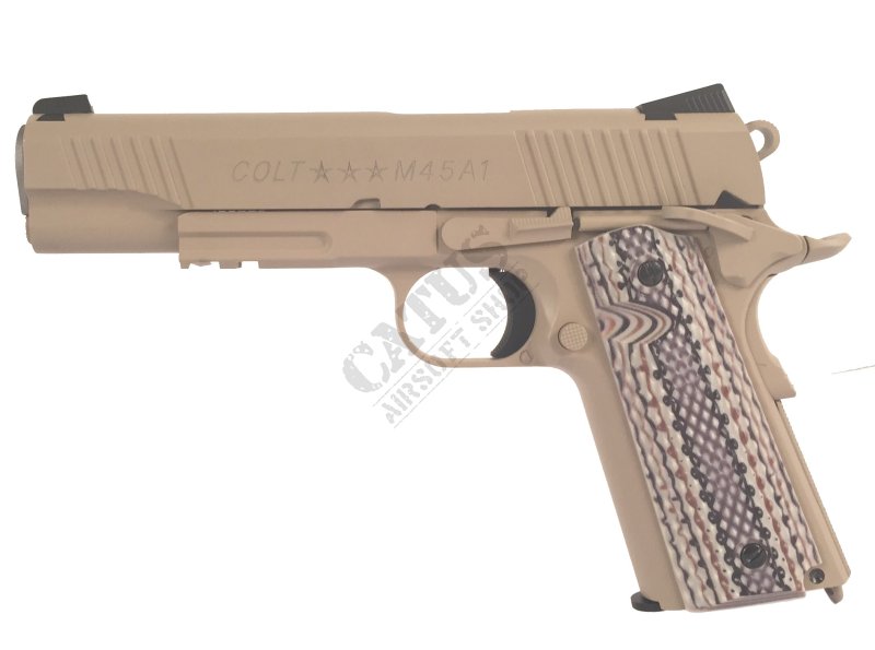 CyberGun airsoftová pistole GBB Colt M45A1 Rail Tan Co2  