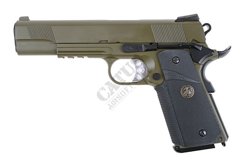 WE GBB MEU Rail Version Green Gas airsoft pisztoly Oliva 