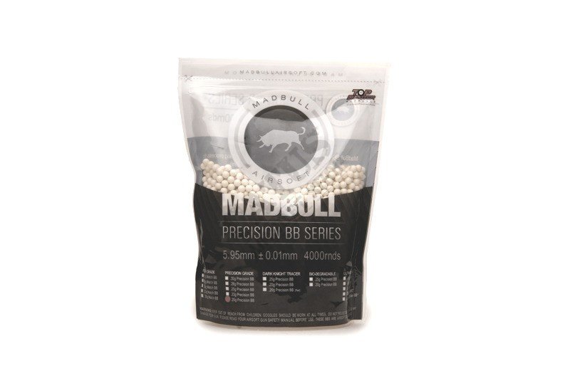 Airsoftové kuličky MadBull Precision 0,20g 4000ks bílé