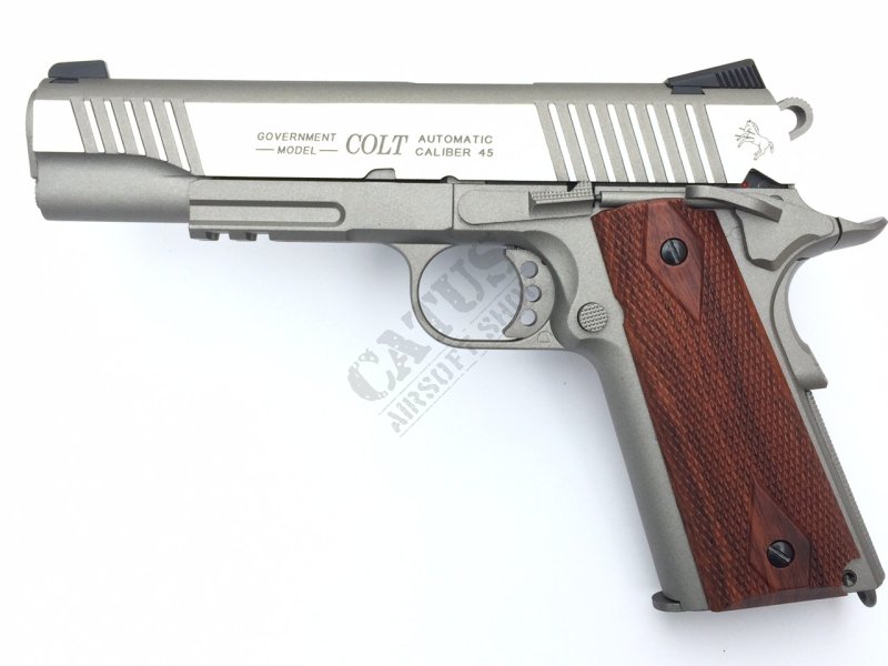 CyberGun airsoftová pistole GBB Colt 1911 Rail Co2 Silver 