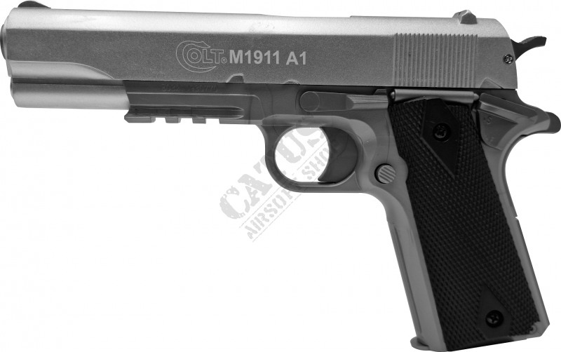 CyberGun airsoftová pistole manuál Colt 1911 A1 HPA kovový závěr Silver 
