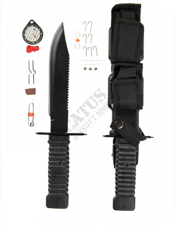 Bojový nůž Mil-Tec Tactical Survival Combat Knife Black pro speciální jednotky