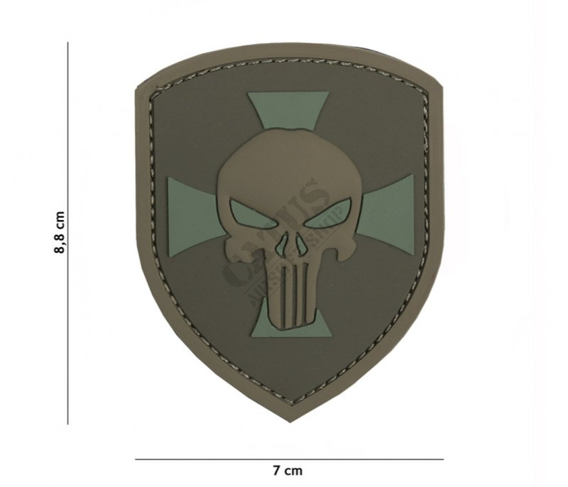 Naszywka 3D PVC Shield Punisher cross 101INC Olive