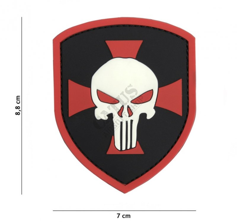 Nášivka 3D PVC Shield Punisher cross 101INC Black