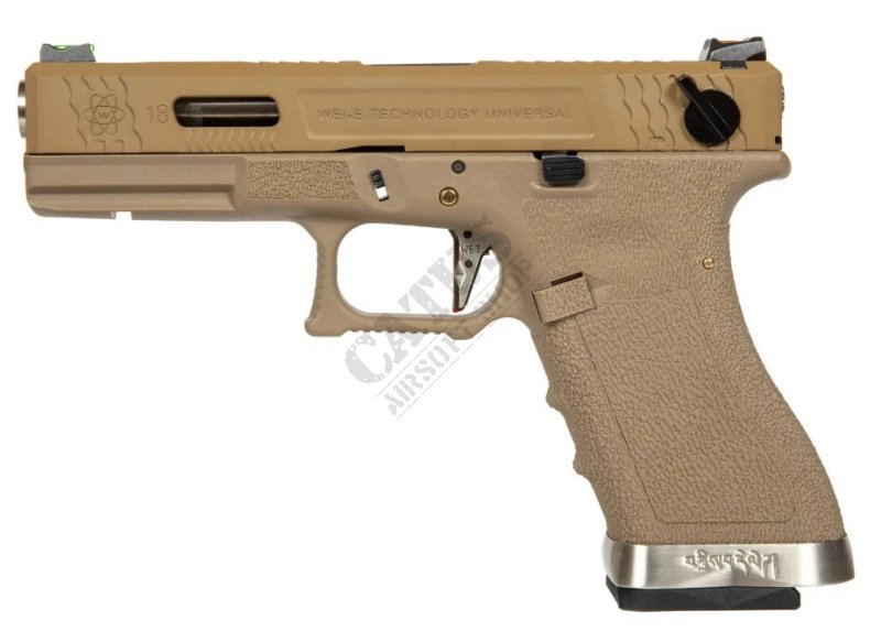 WE airsoftová pistole GBB G Force G18 T9 Green Gas Tan 