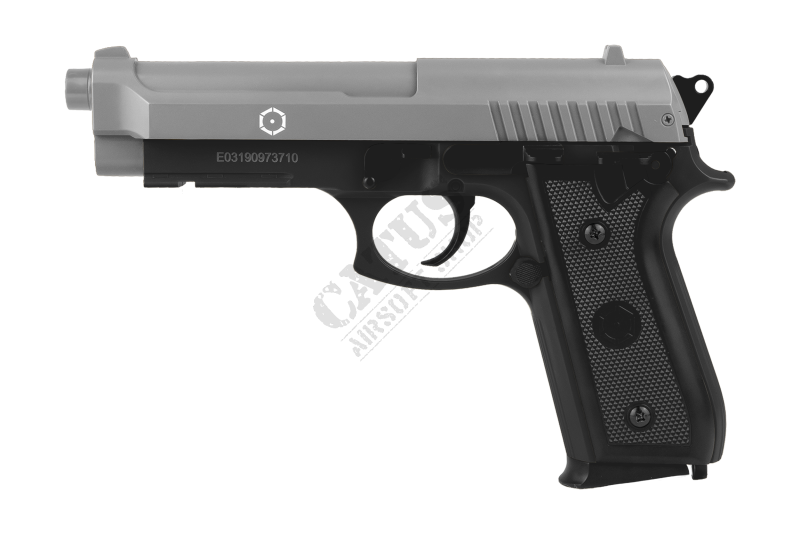 Manuál k airsoftové pistoli CyberGun PT92 HPA Dual Tone Stříbrná-černá 