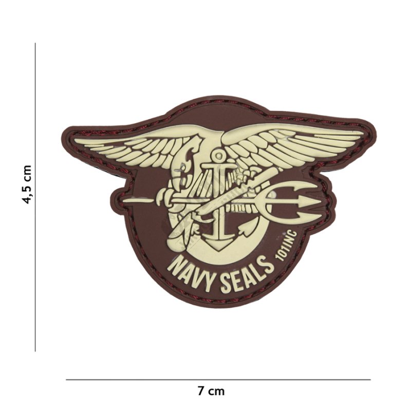 Nášivka na suchý zip 3D Navy seals 101 INC Hnedá 