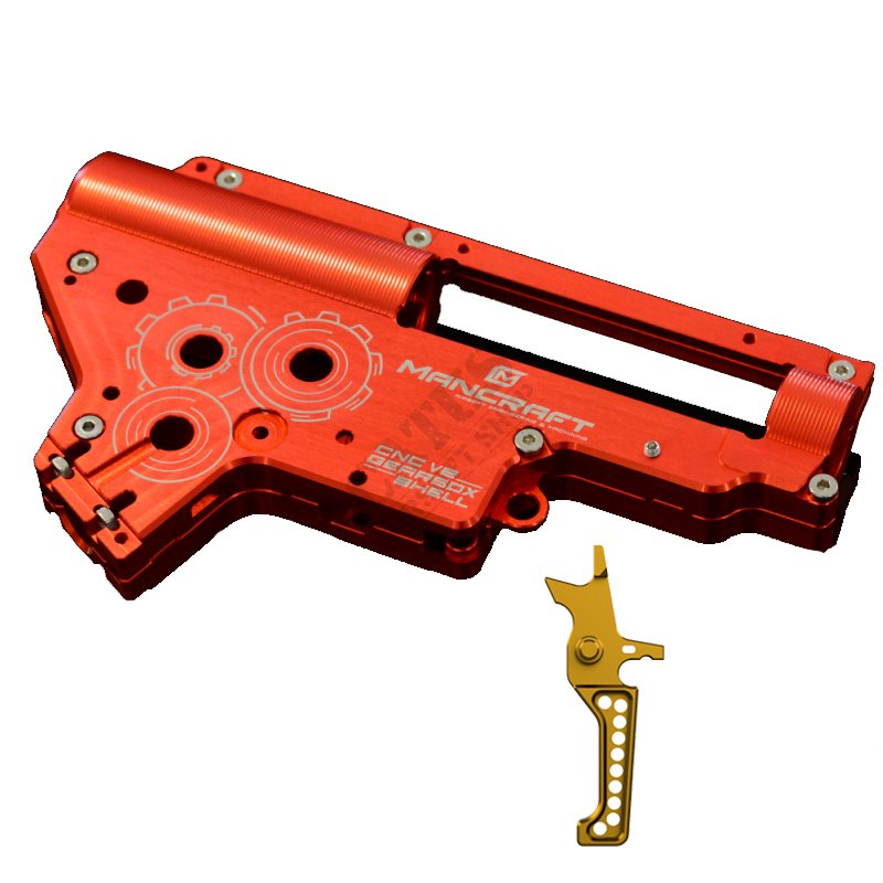 Airsoft CNC Skeleton Mechabox V2 8mm QSC Mancraft Červená / zlatá 