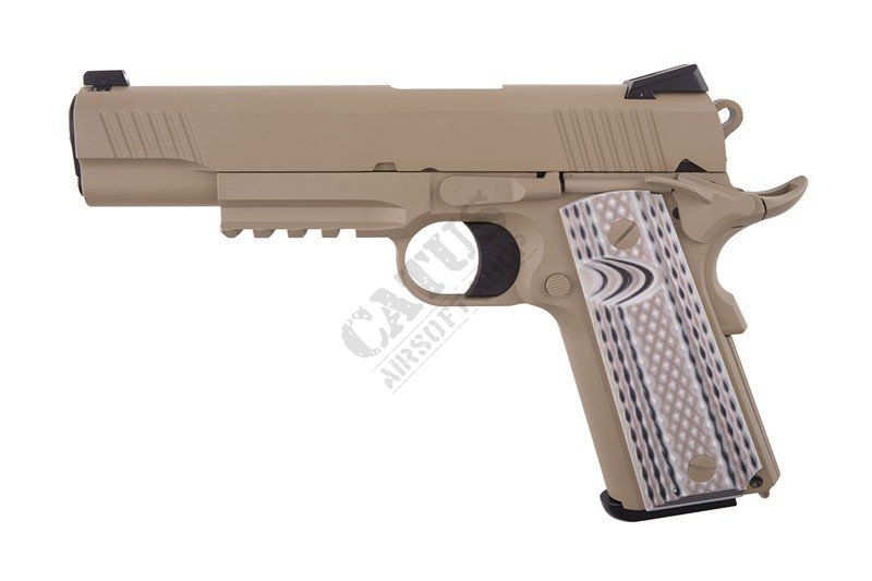 WE airsoftová pistole GBB 1911 M45A1 Tactical Green Gas Tan 