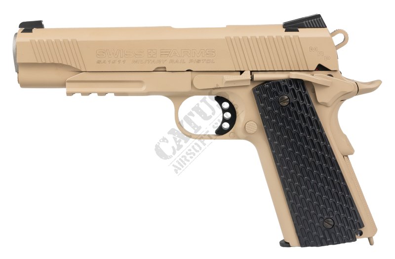 Vzduchová pistole Swiss Arms 1911 Military 4,5mm CO2 GBB Tan 